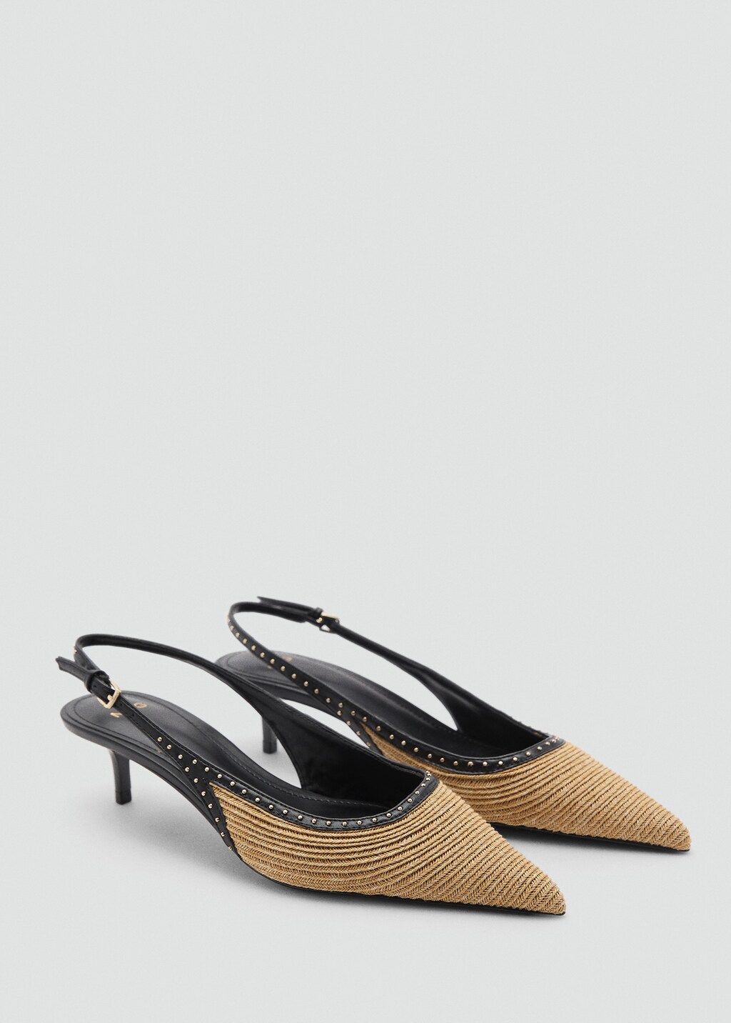 Natural fibre kitten-heel shoes - Black