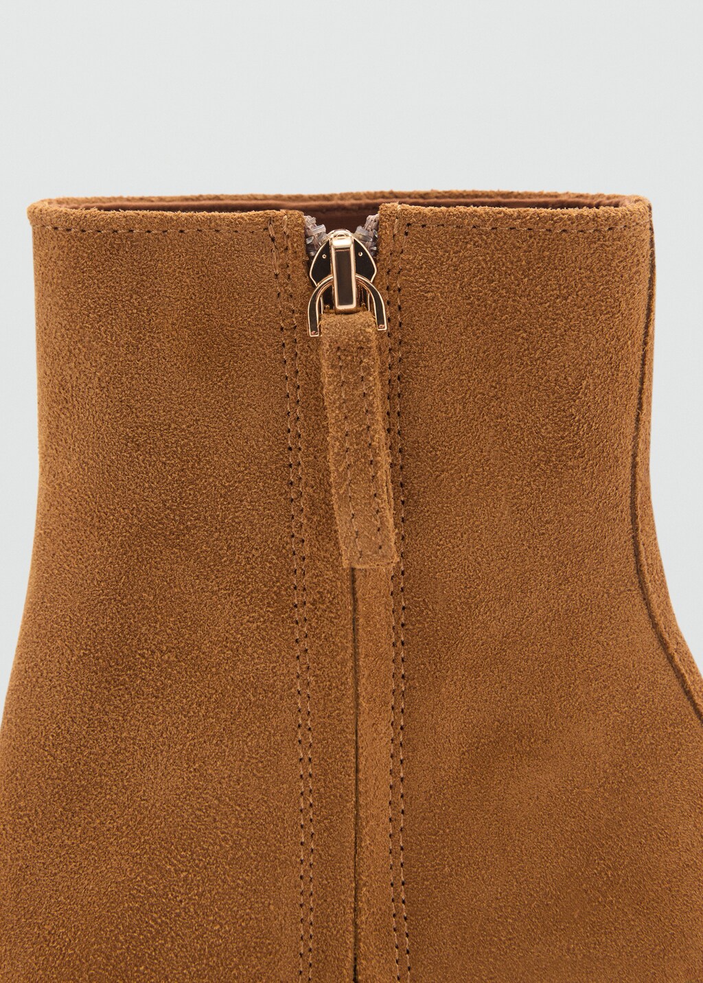 Heel suede ankle boot - Medium Brown