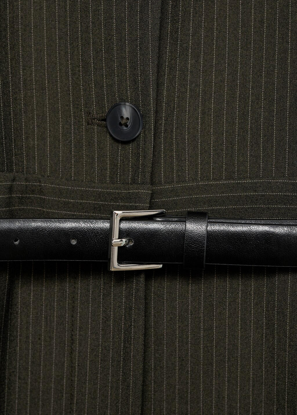 Pinstripe jumpsuit with belt - Billiard Green