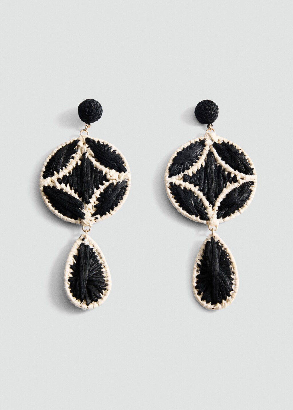 Natural fibre hanging earrings - Black
