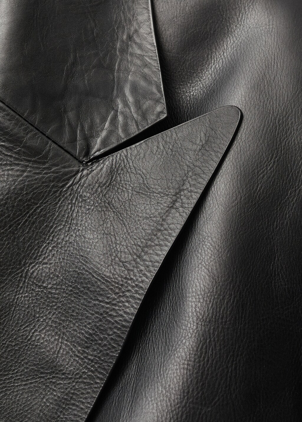 Double-breasted leather jacket - Black