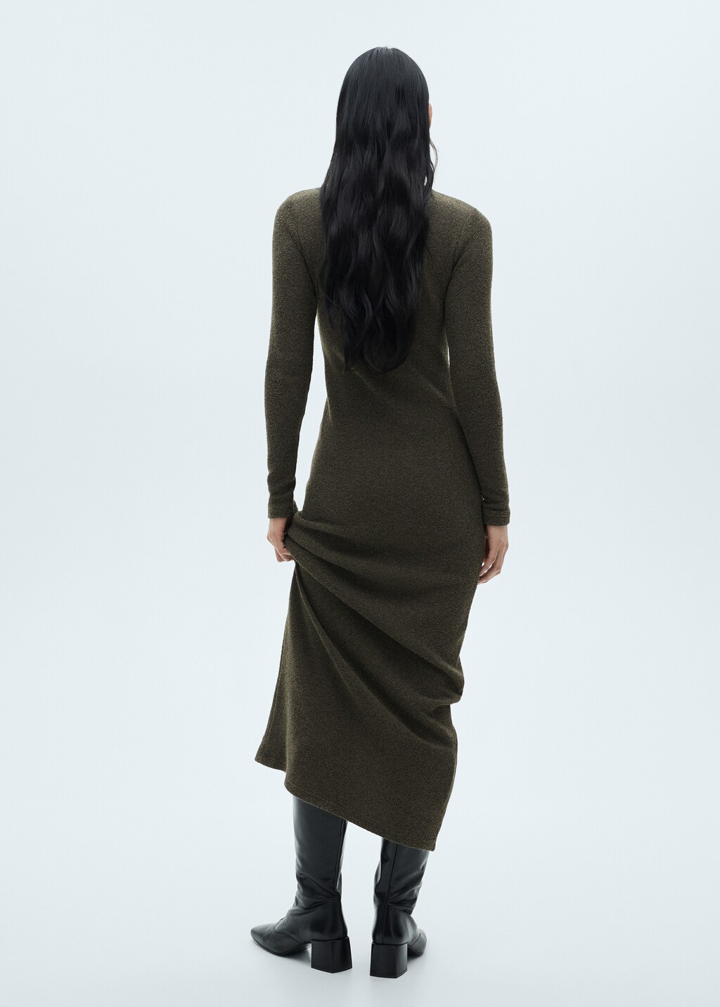 Knitted turtleneck dress - Green