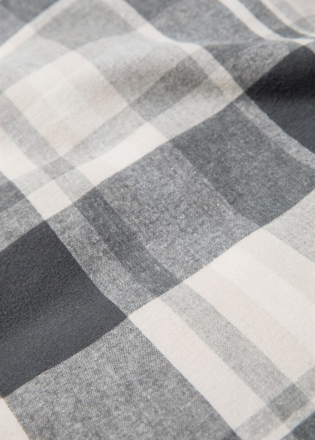 Duvet cover 100% cotton checkered flannel bed 180cm - Grey
