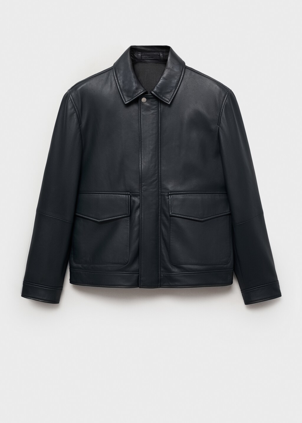 Nappa leather jacket with pockets - Night Blue