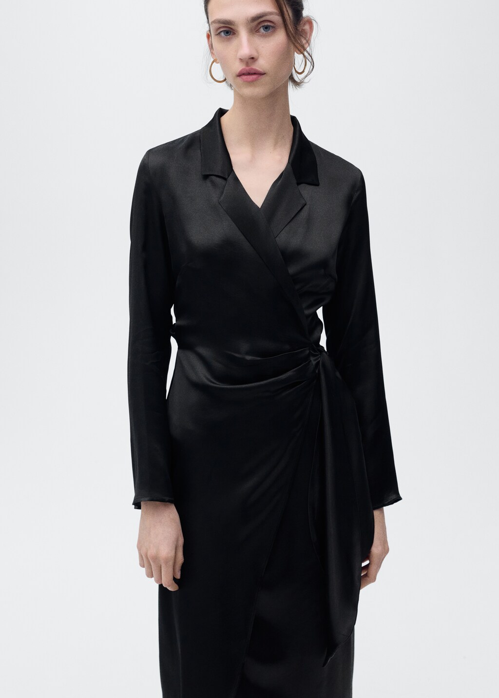 Wrap midi-dress with knot - Ecru