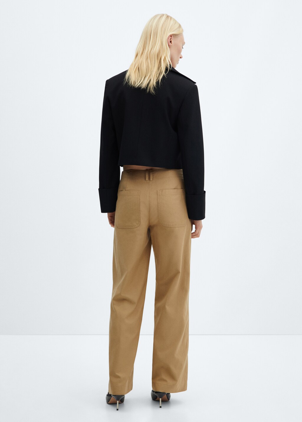 Wideleg lyocell trousers - Beige