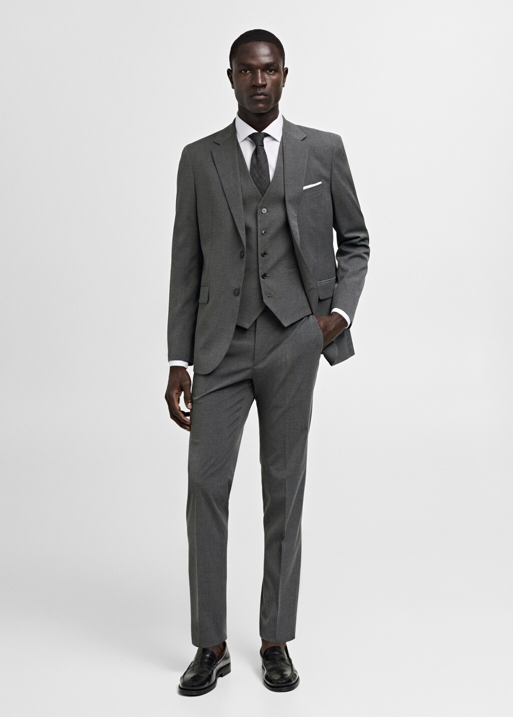 Stretch-fabric slim-fit suit jacket - Dark Navy