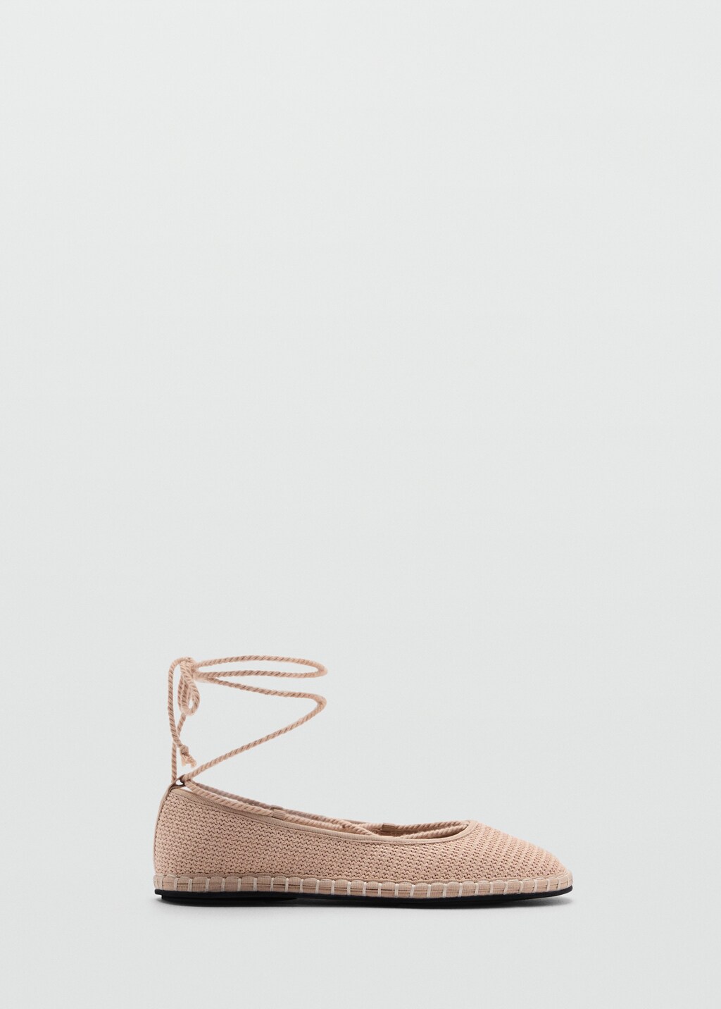 Knitted lace-up ballet flats - Beige