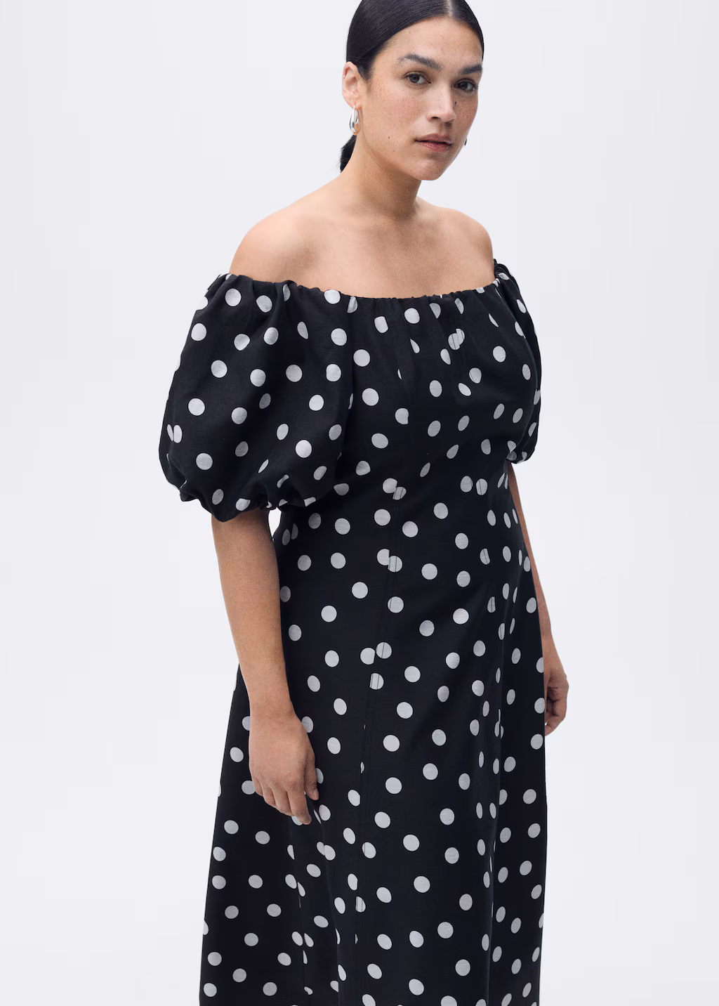 Strapless polka dot dress - Black