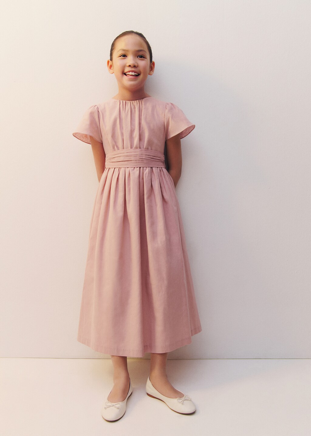 Linen dress with back opening - Pink