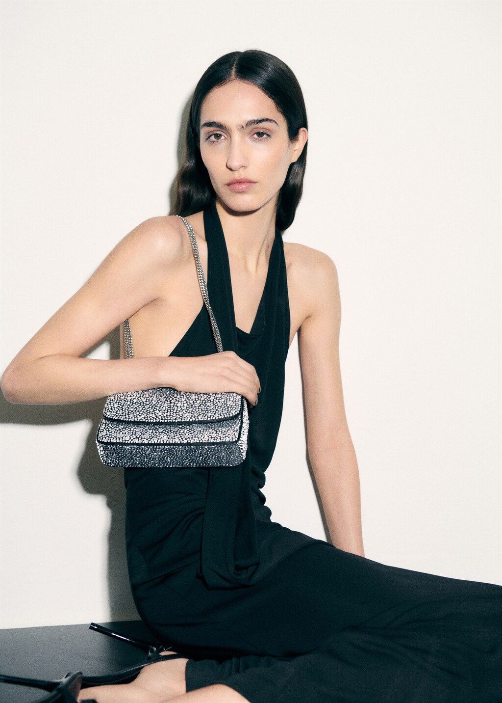 Crystal flap bag - Black