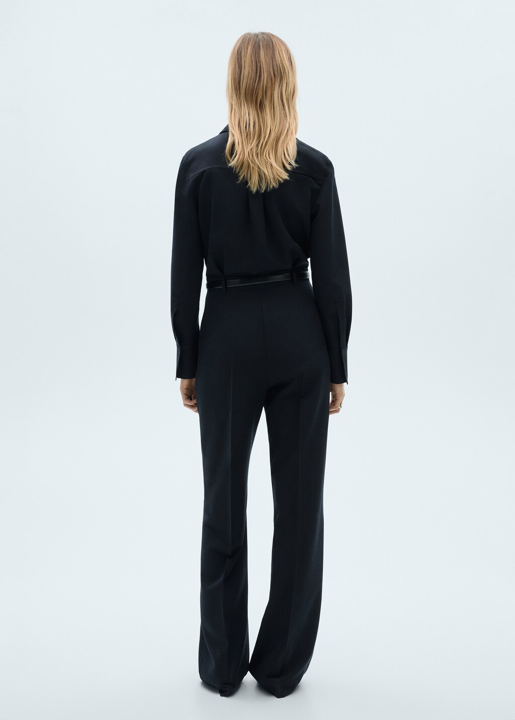 Straight-fit jumpsuit with belt - Dark Navy