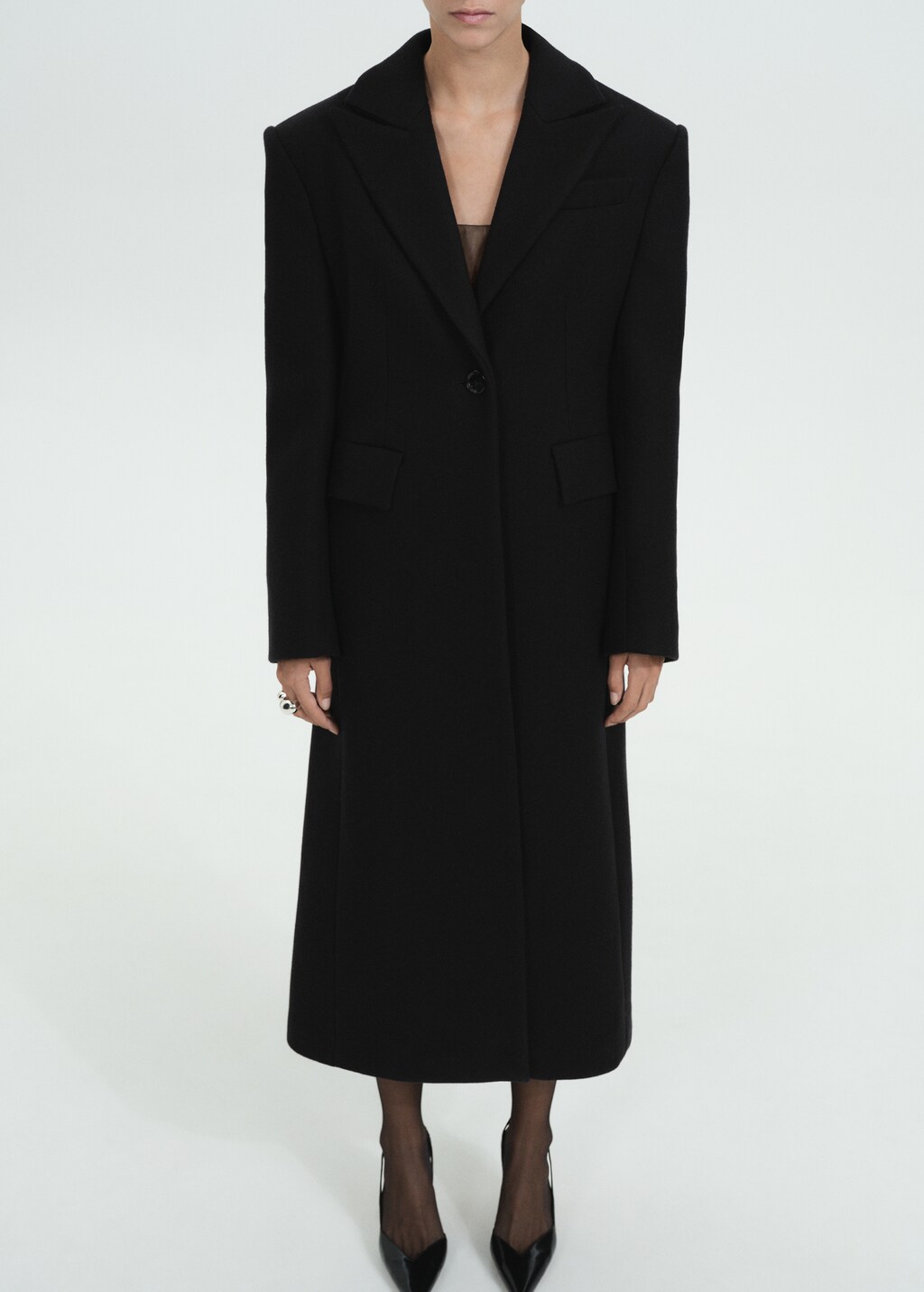 Structured wool coat - Black