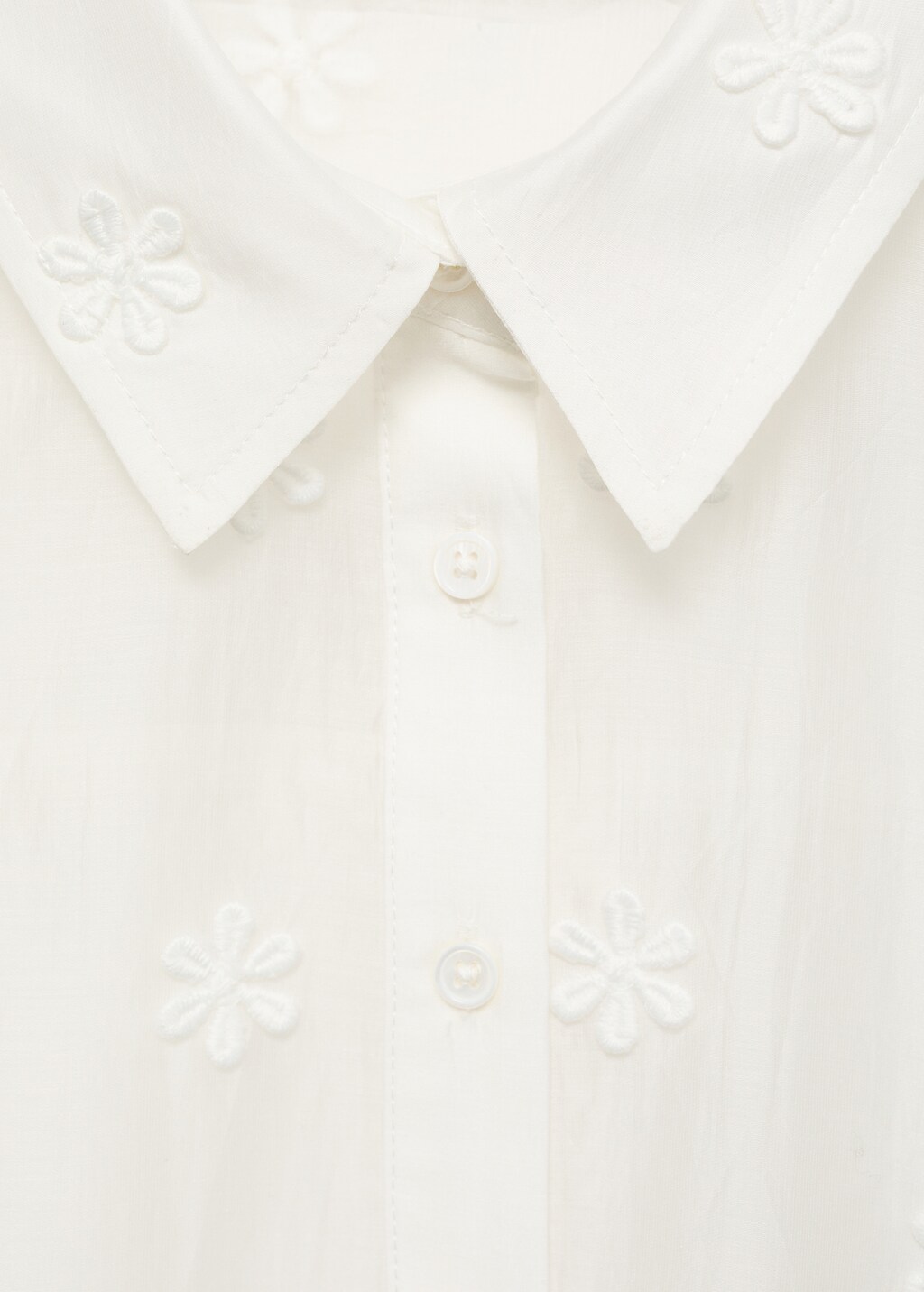 Semi-transparent lyocell shirt with flowers - White