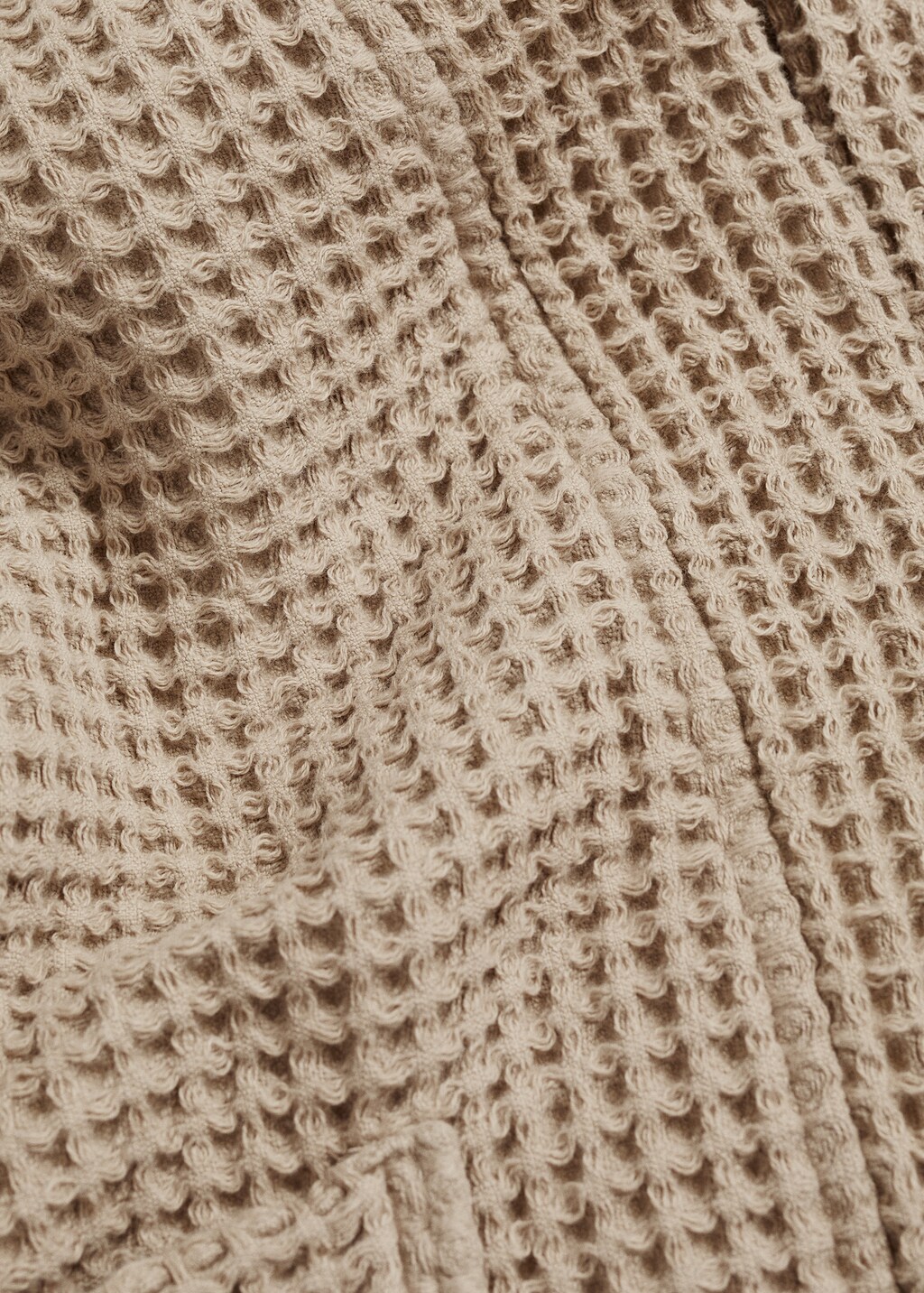 100% cotton waffle bathrobe - Ecru