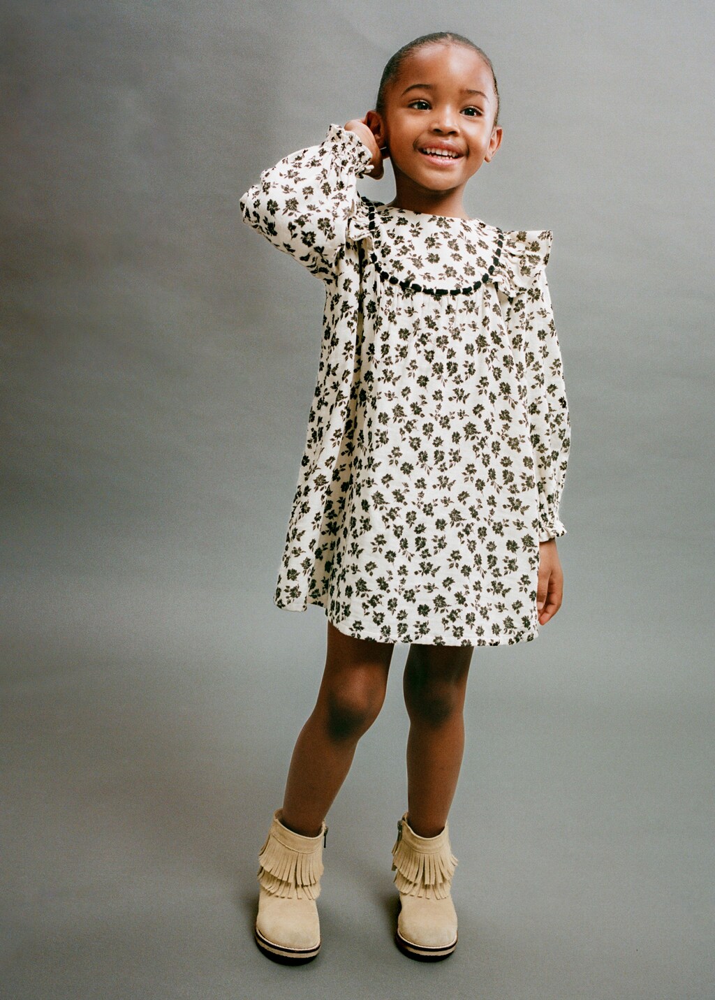 Printed cotton dress - Ecru