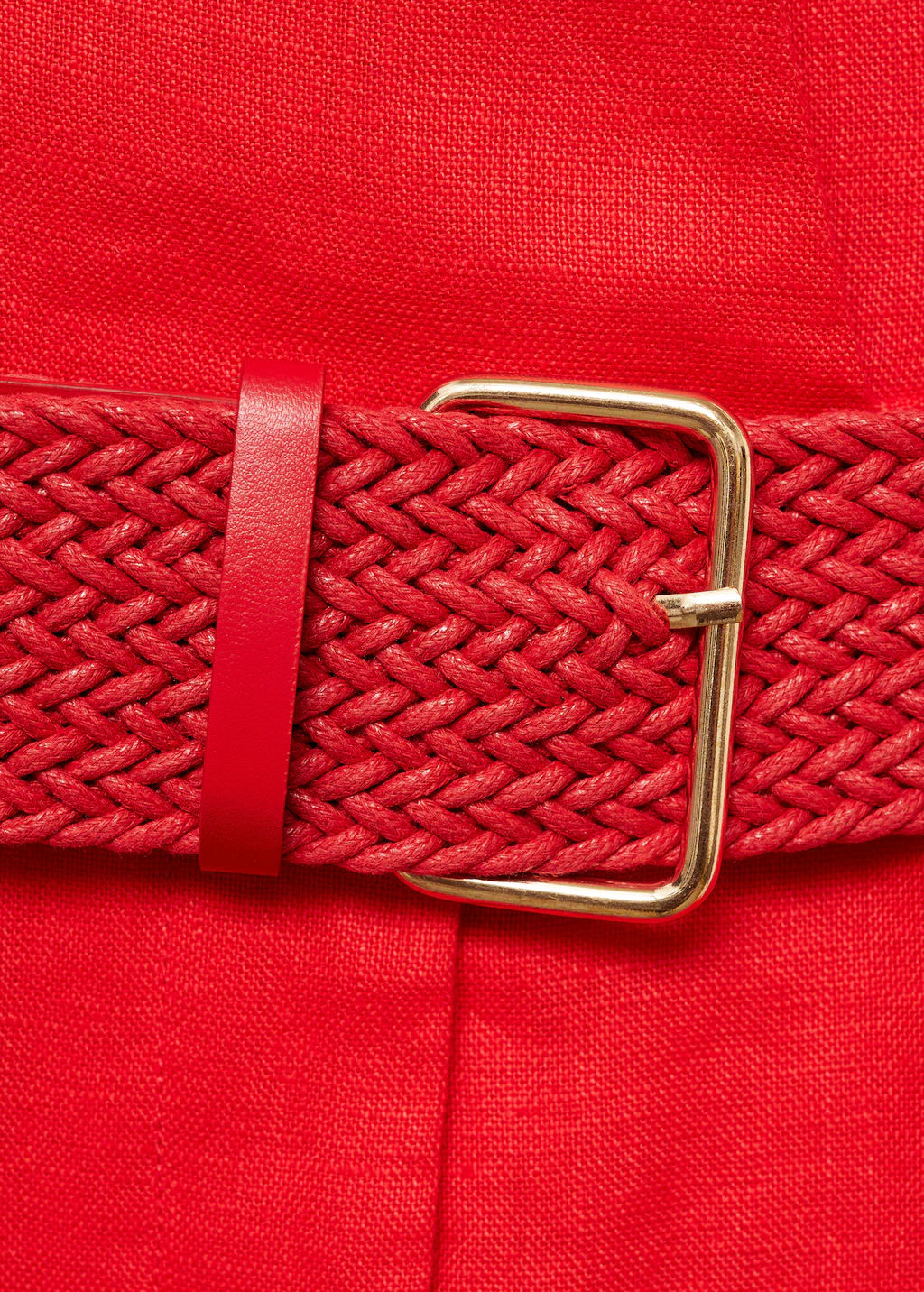 Shirt jumpsuit with belt - Red