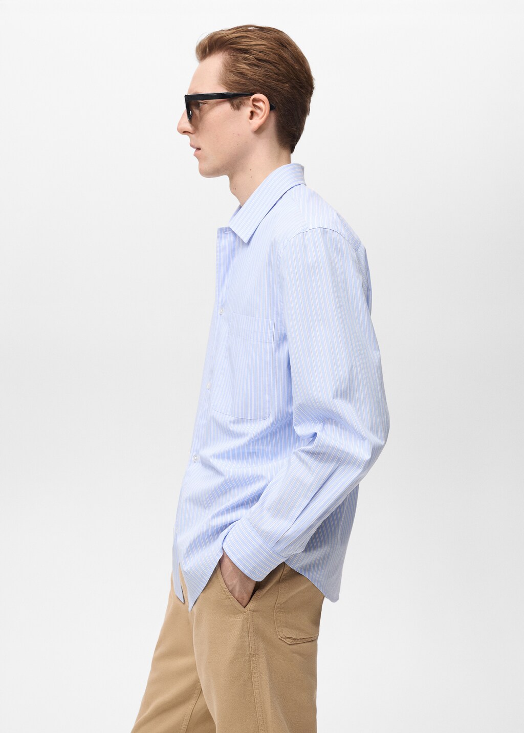 100% cotton regular-fit striped shirt - Sky Blue