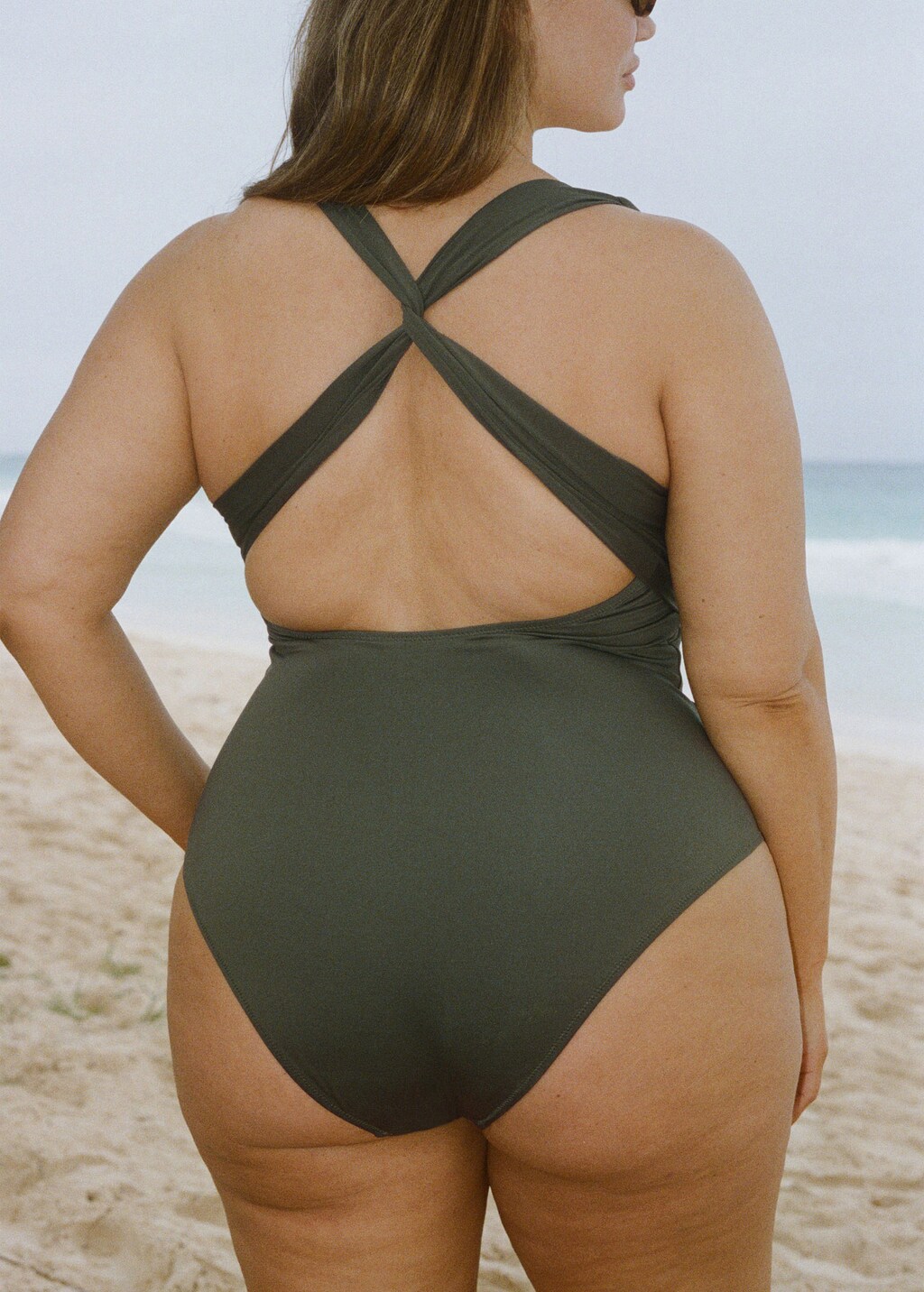 Crossover back swimsuit - Khaki