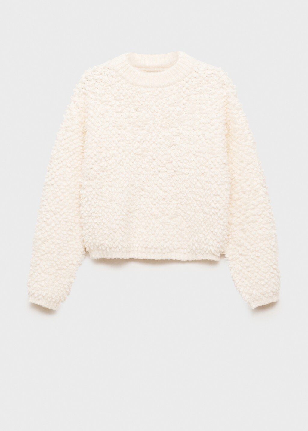 Round-neck bouclé sweater - Ecru