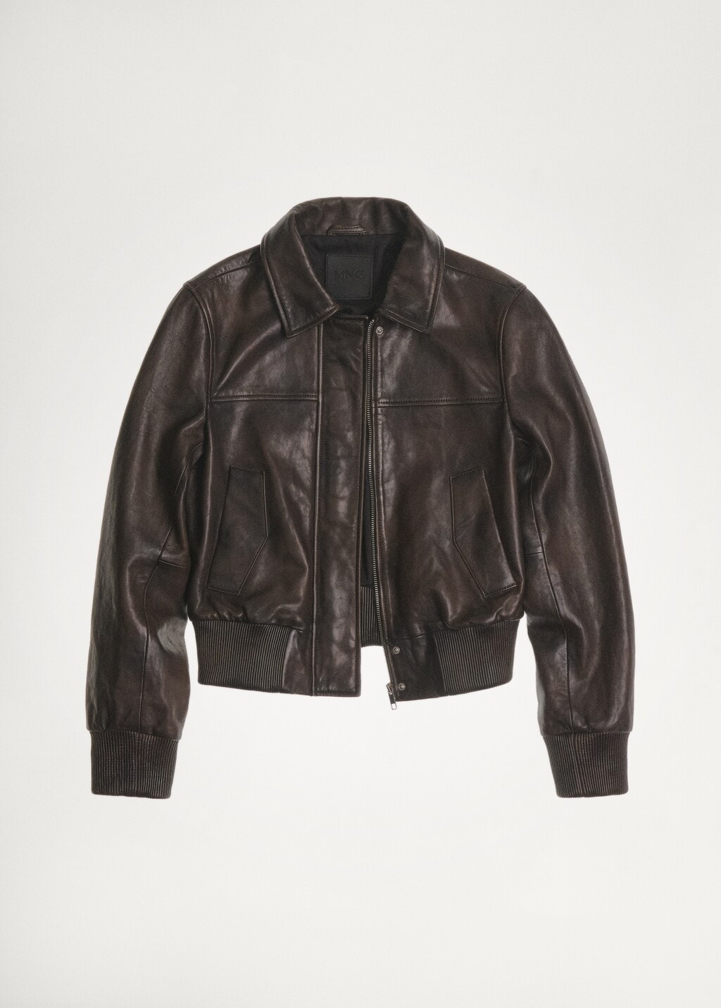 Leather bomber jacket - Brown