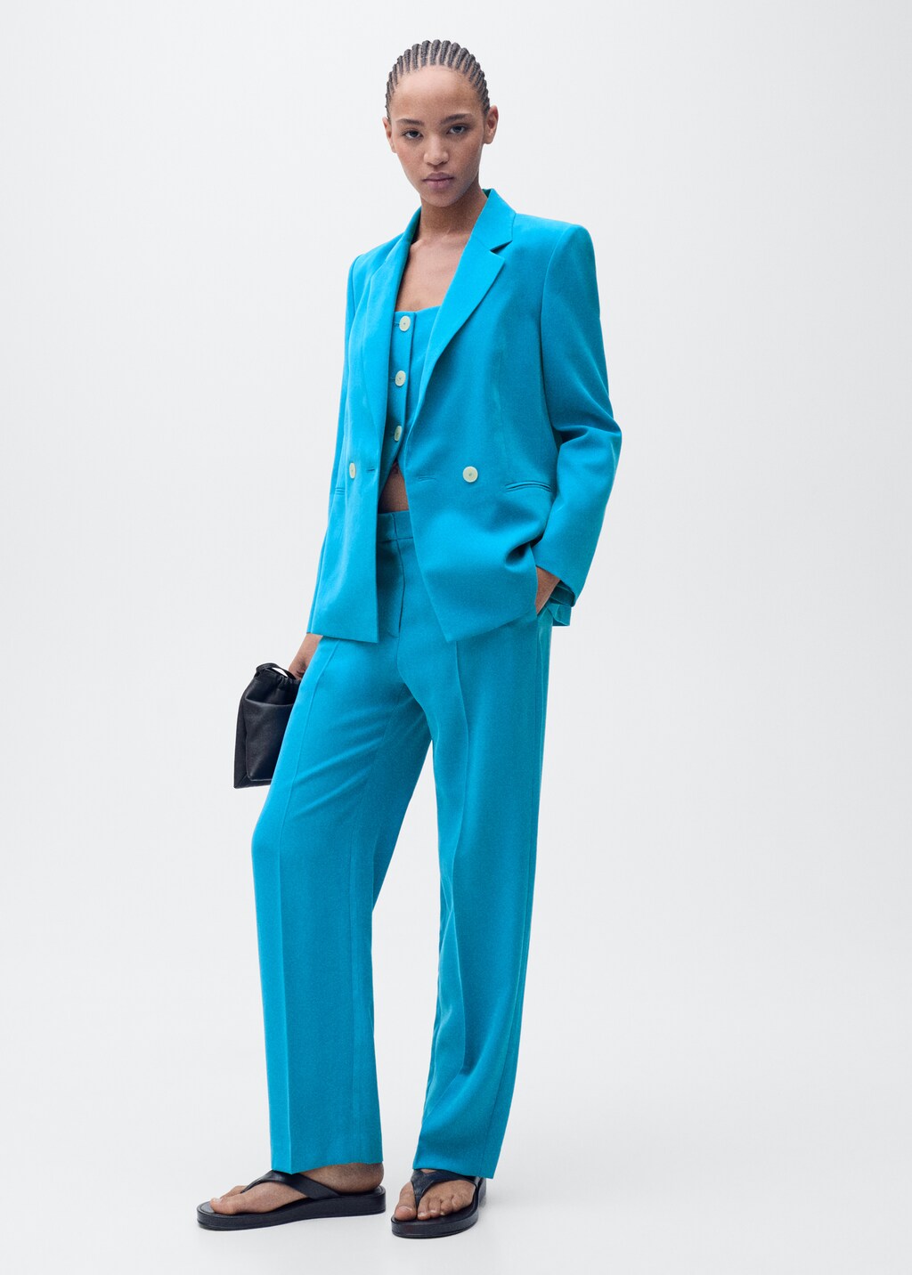 Straight-fit suit jacket - Ecru