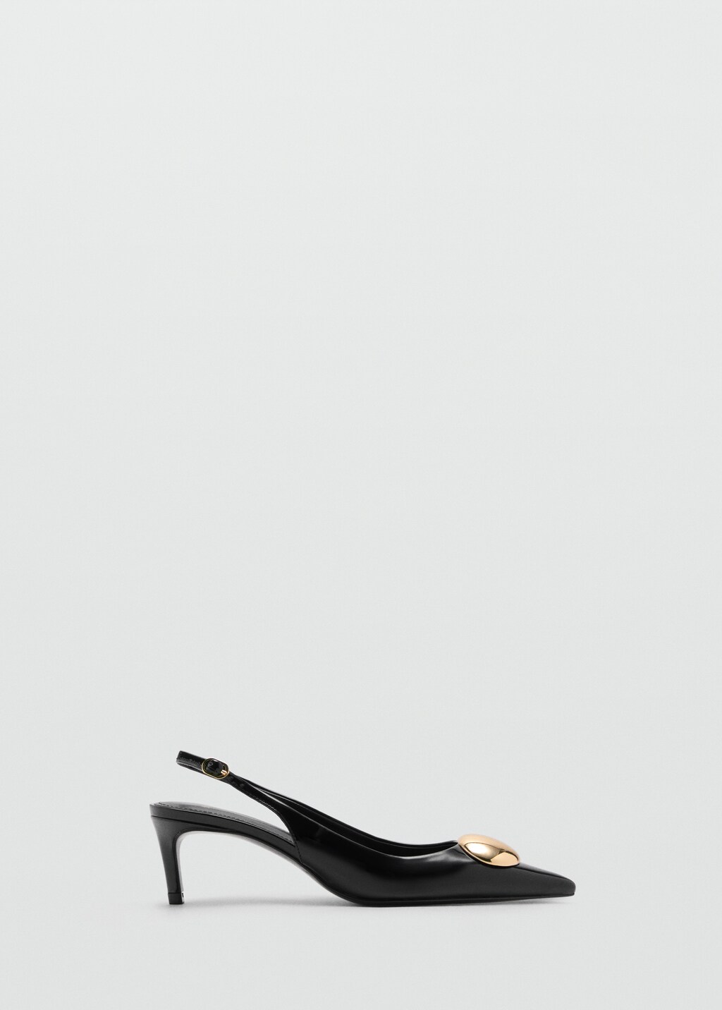 Kitten-heel shoes with metallic decoration - Black