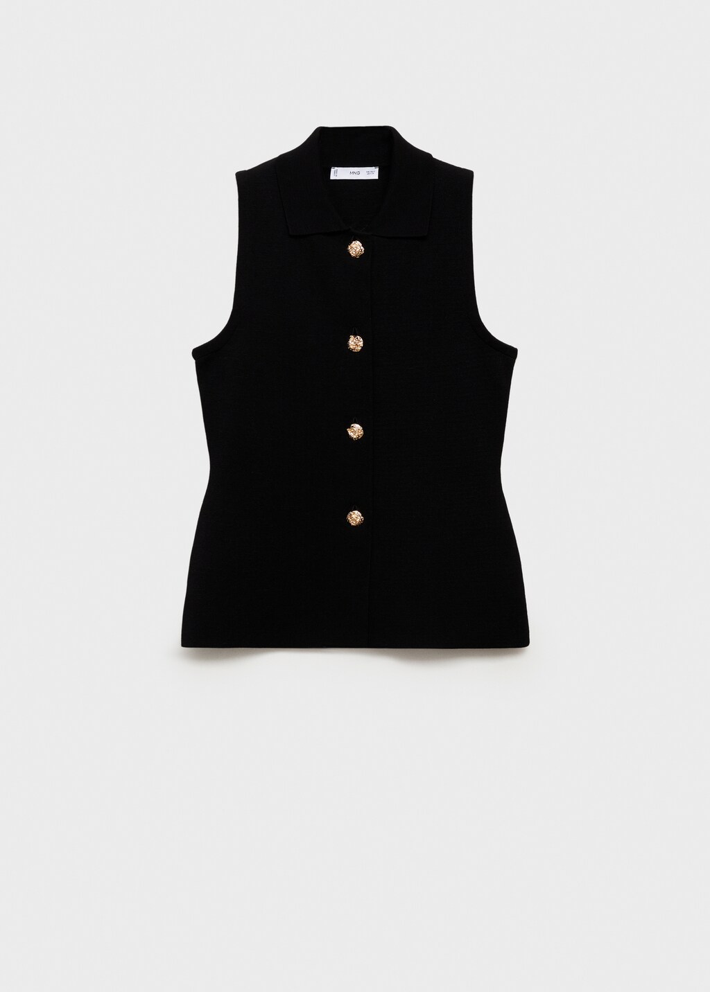 Knitted waistcoat with jewel buttons - Black