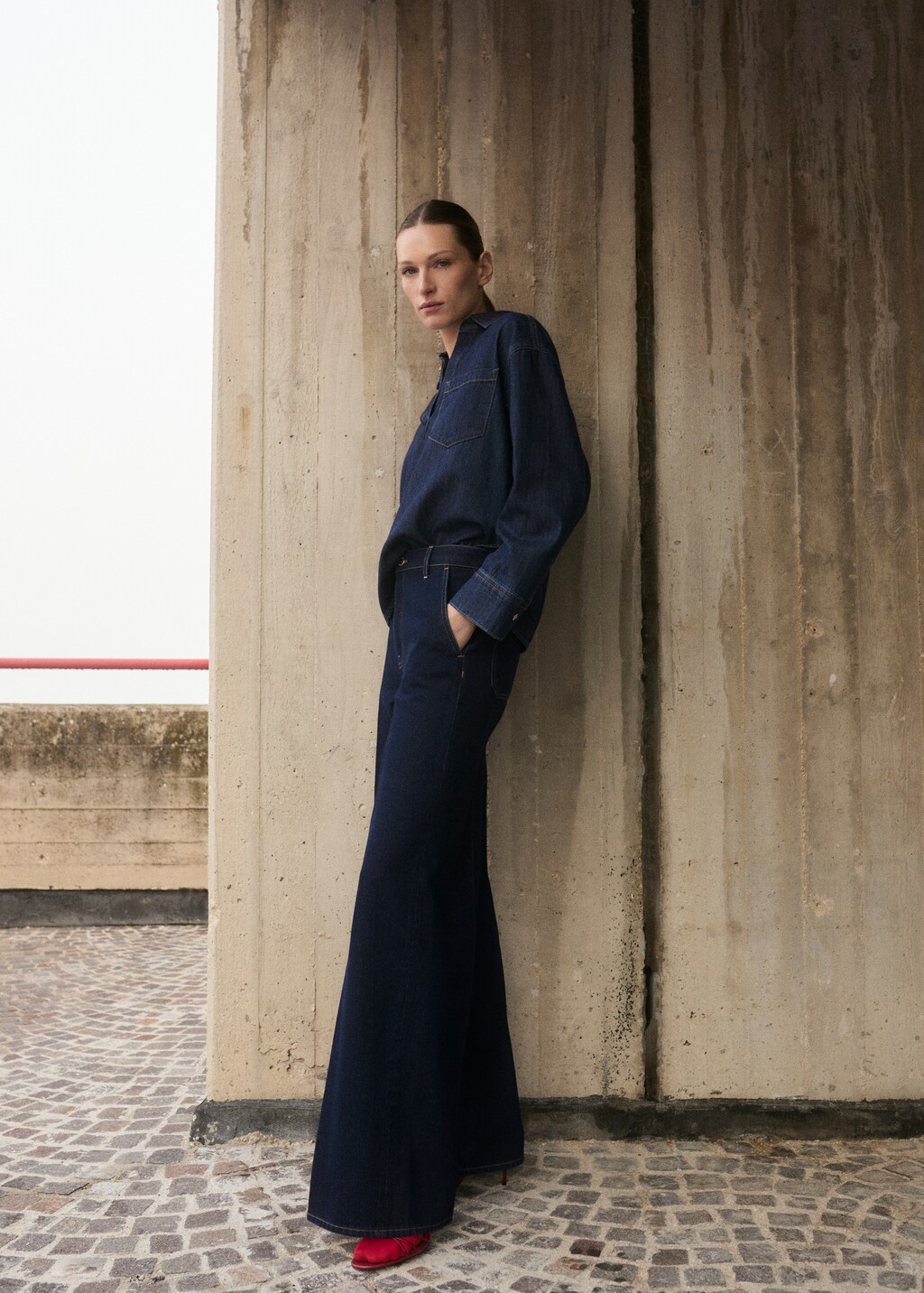 High-rise wideleg rinse-wash jeans - Open Blue