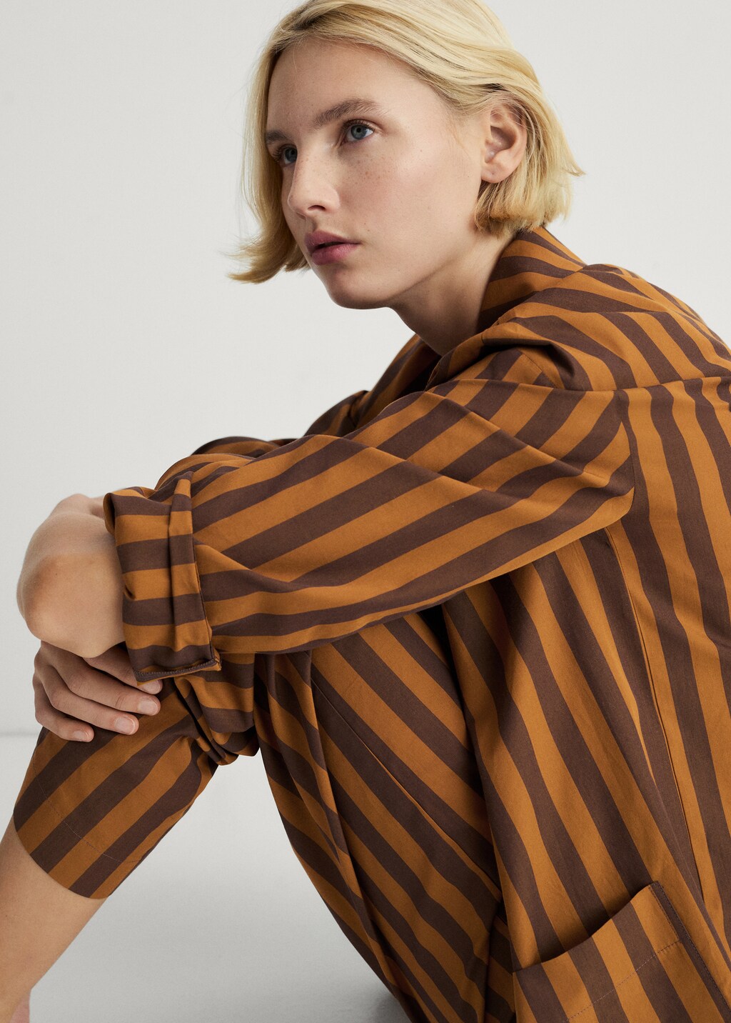 Woven two-tone striped shirt - Plum