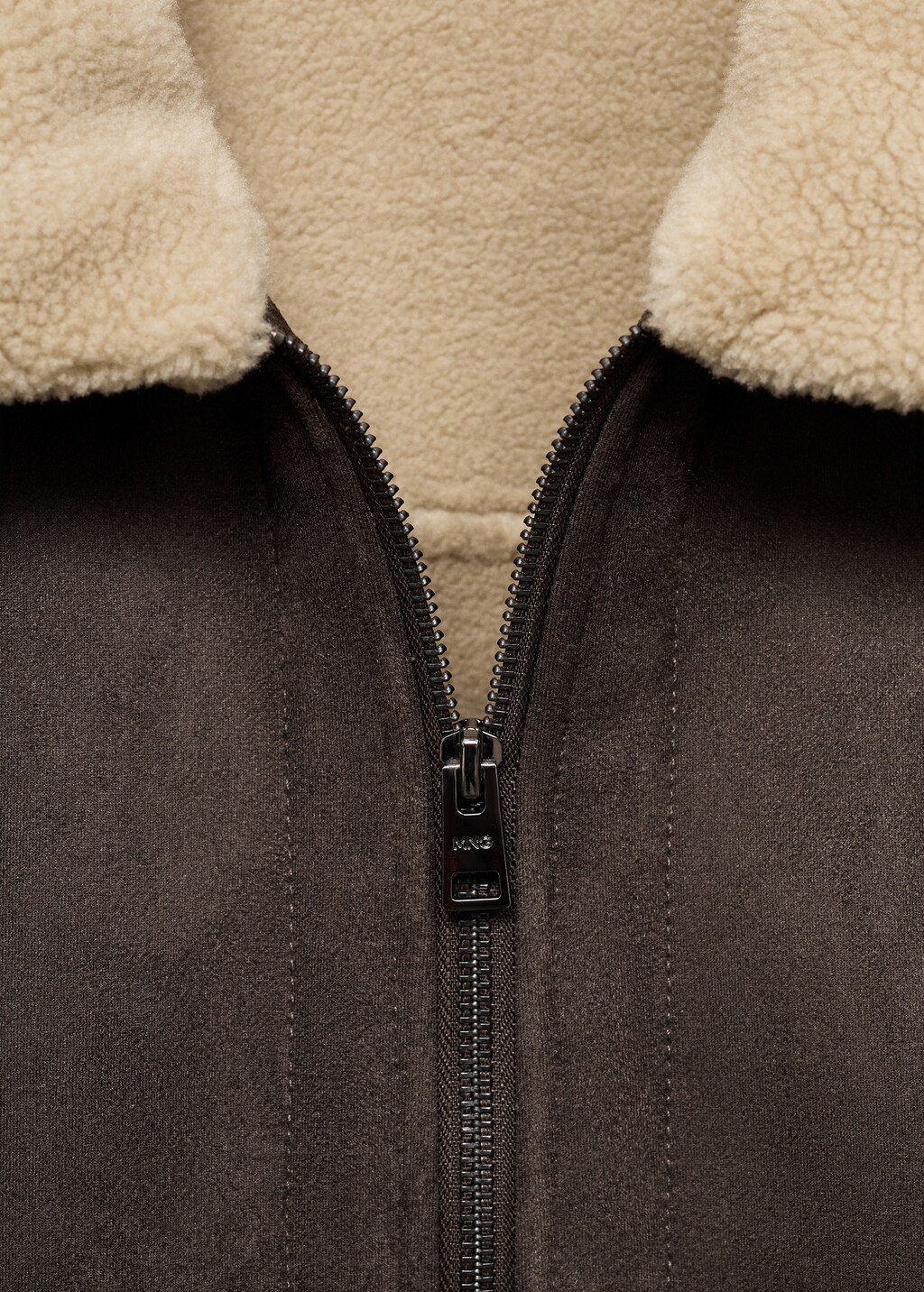 Shearling and suede-effect jacket - Chocolate