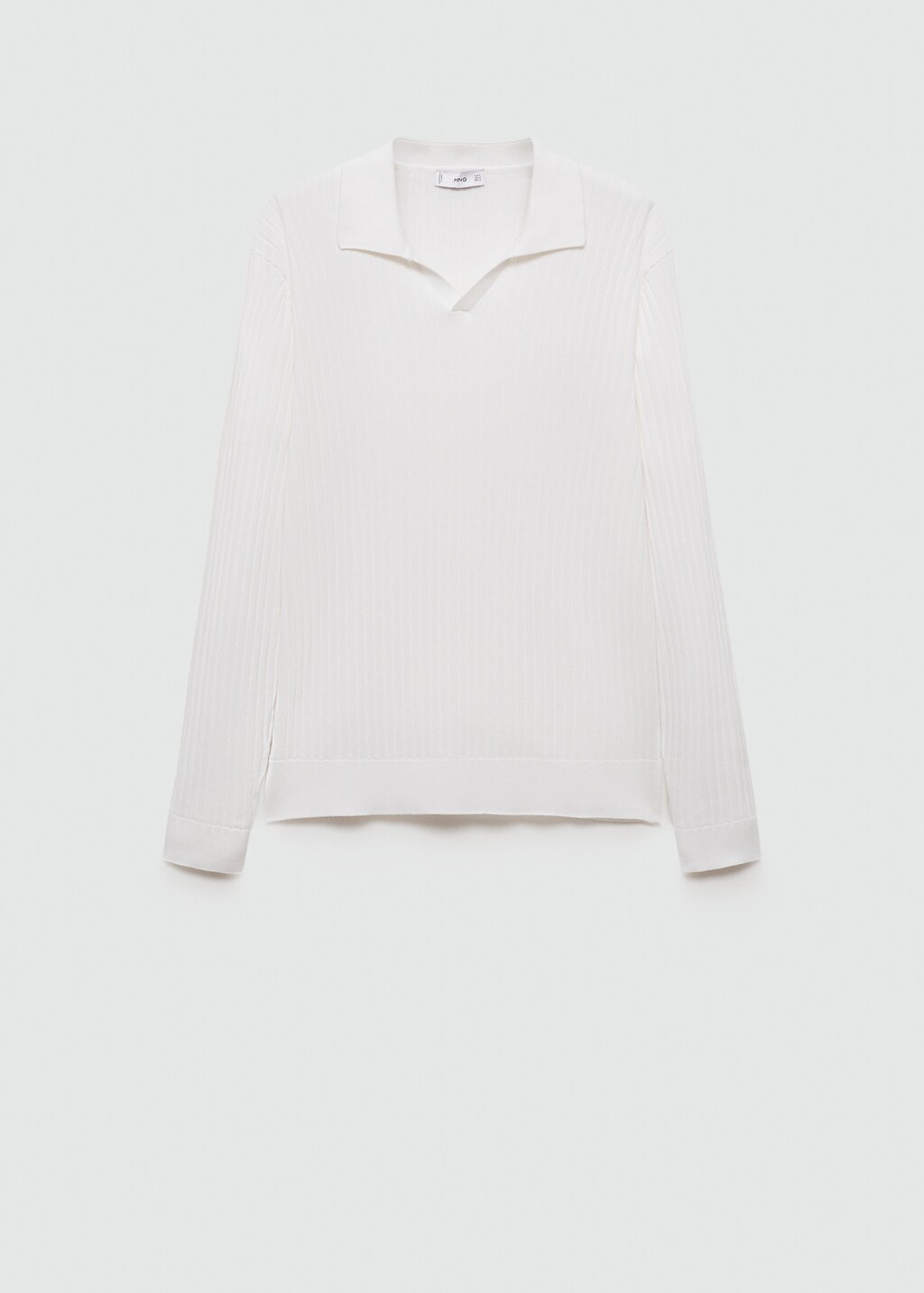 Fine rib-knit polo sweater - Mink Grey