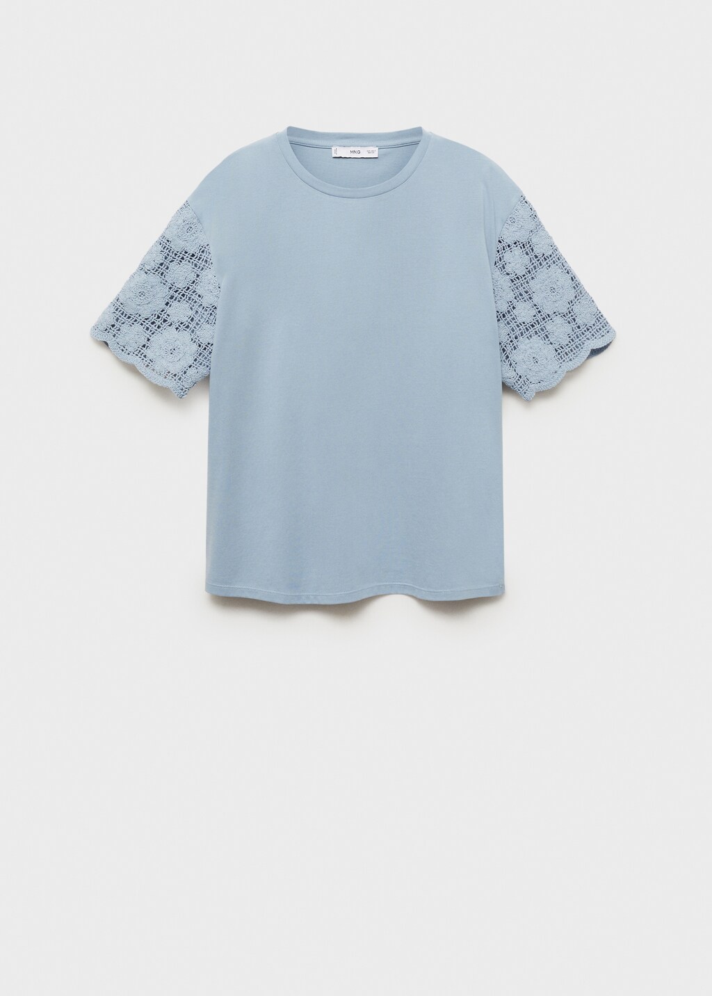 Crochet sleeve cotton t-shirt - White