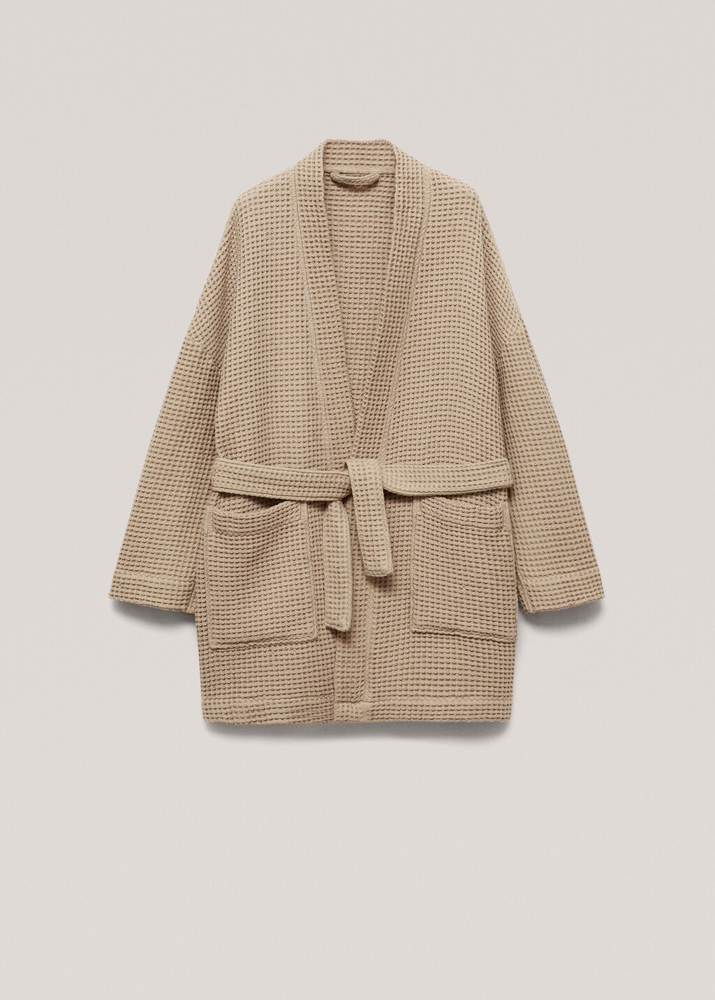 100% cotton waffle bathrobe - Ecru