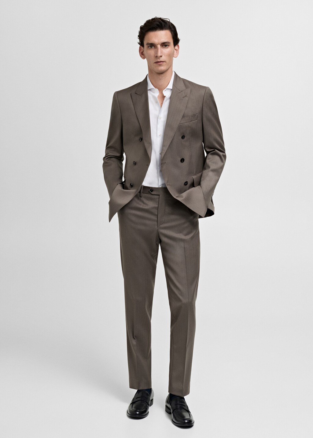 100% cotton slim-fit suit shirt - White