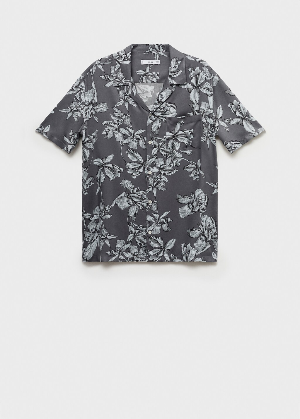 Regular-fit Hawaiian-print shirt - Charcoal
