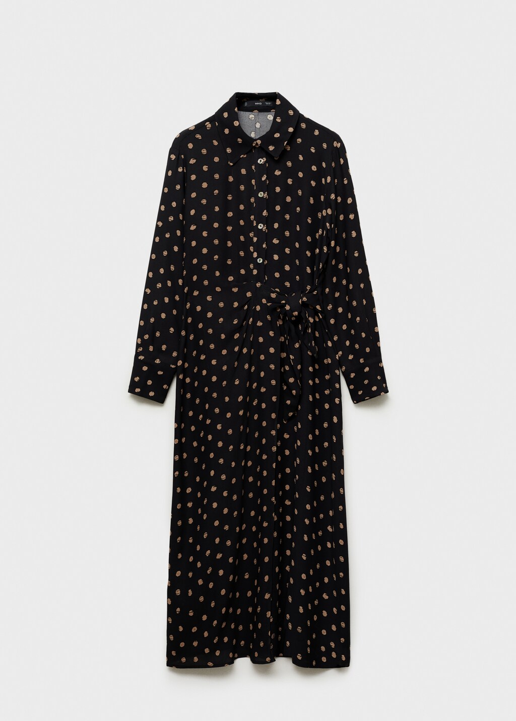 Polka-dot shirt dress with knot detail - Black