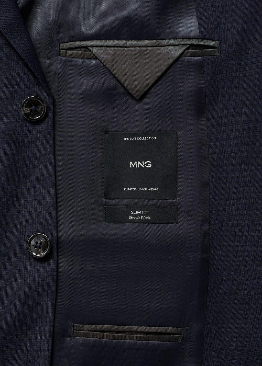 Stretch-fabric slim-fit suit jacket - Dark Navy