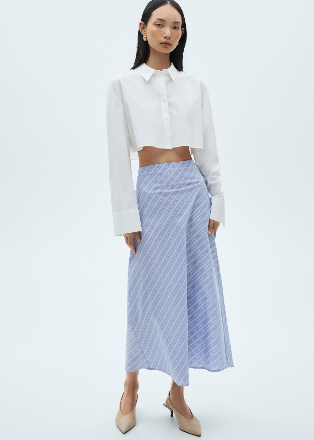 Striped midi skirt - Blue