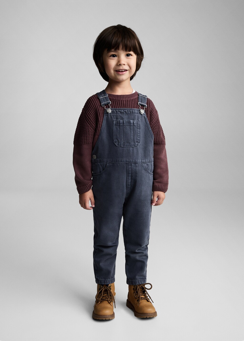 Long denim dungarees - Tobacco Brown