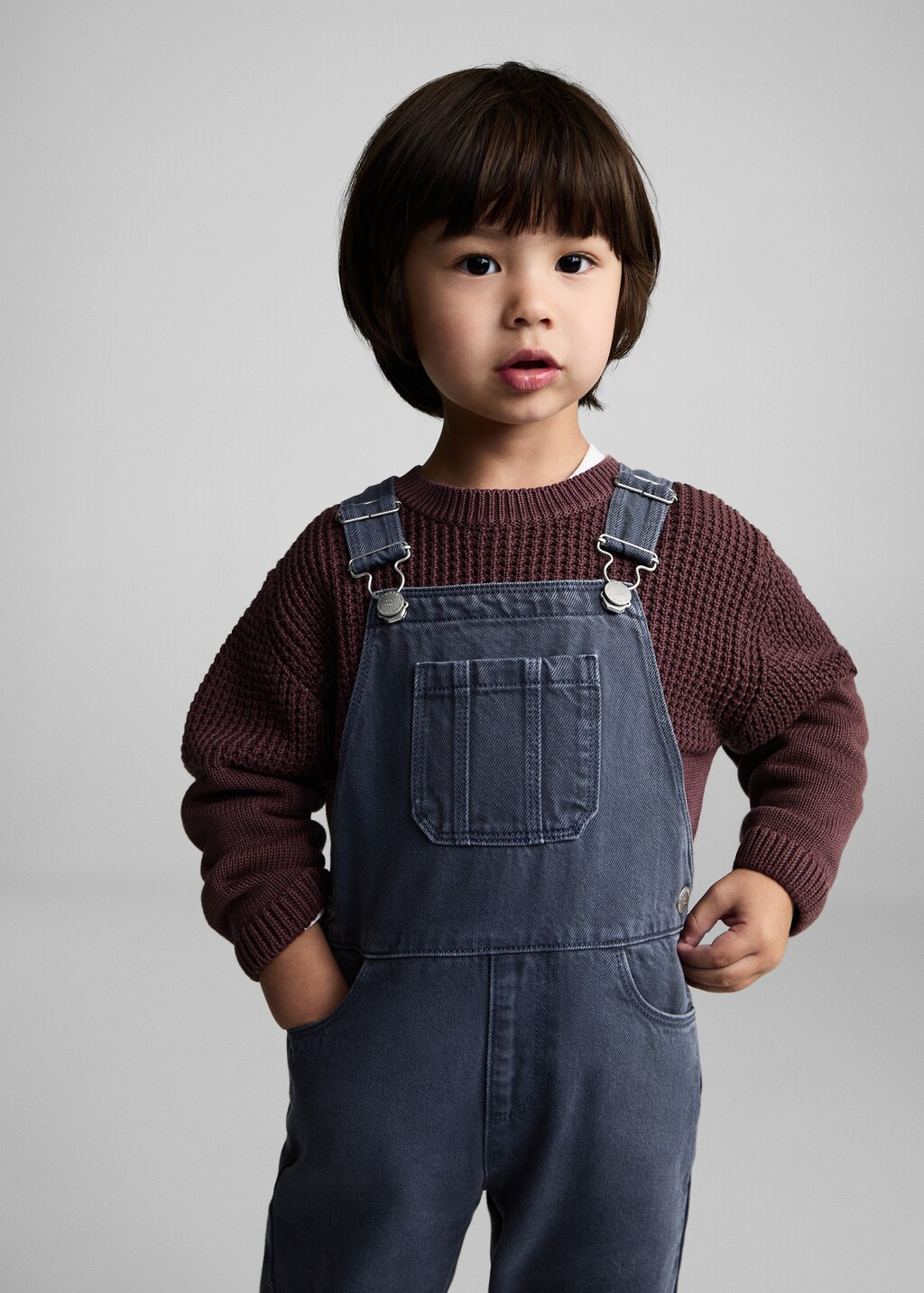Long denim dungarees - Tobacco Brown