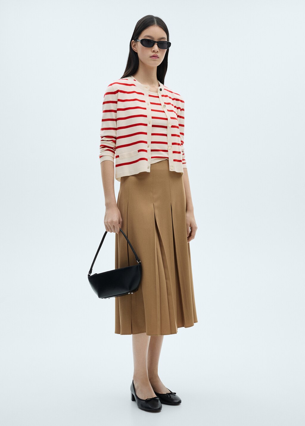 Striped knitted cardigan - Black