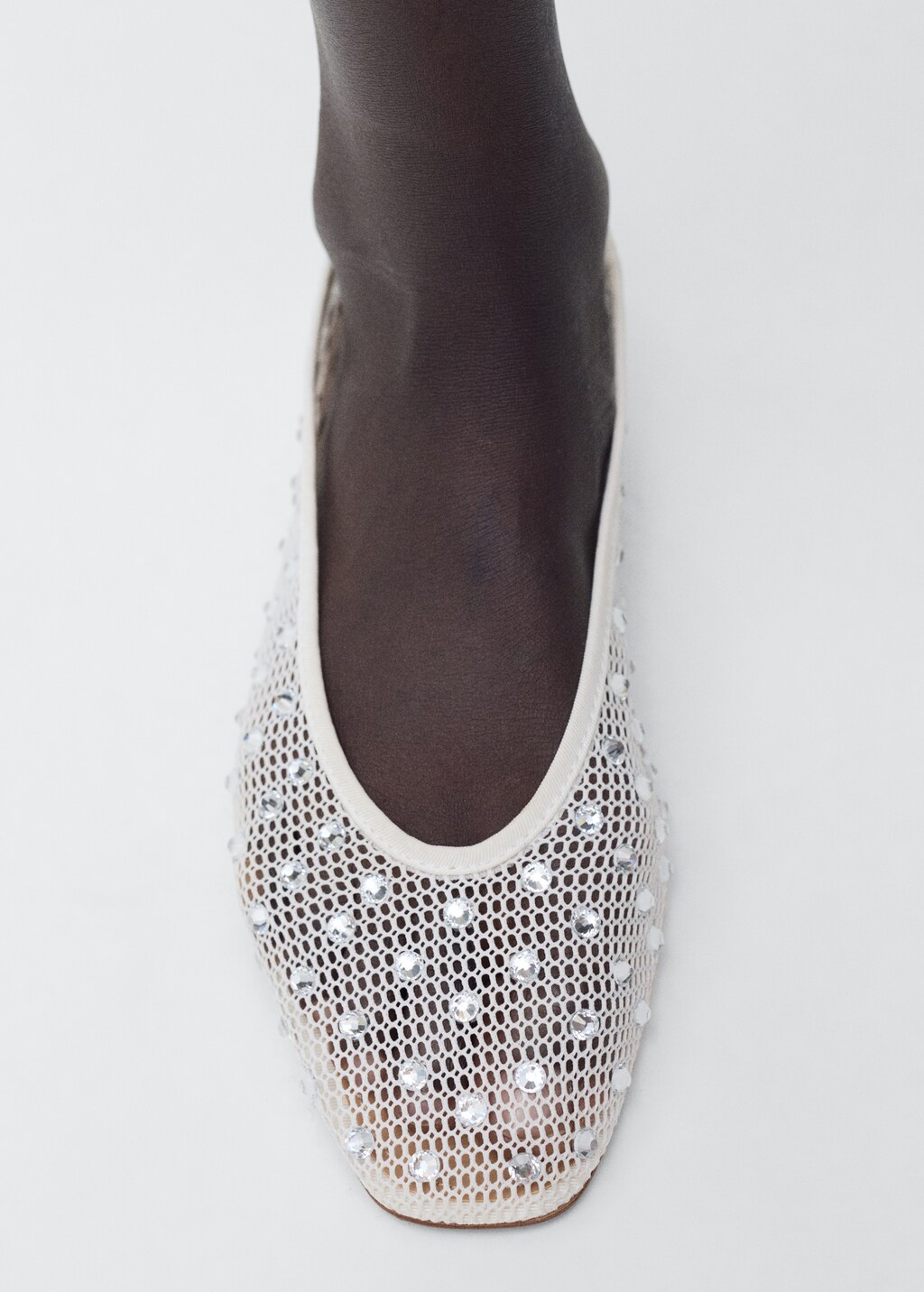Mesh shoes with rhinestone detail - White