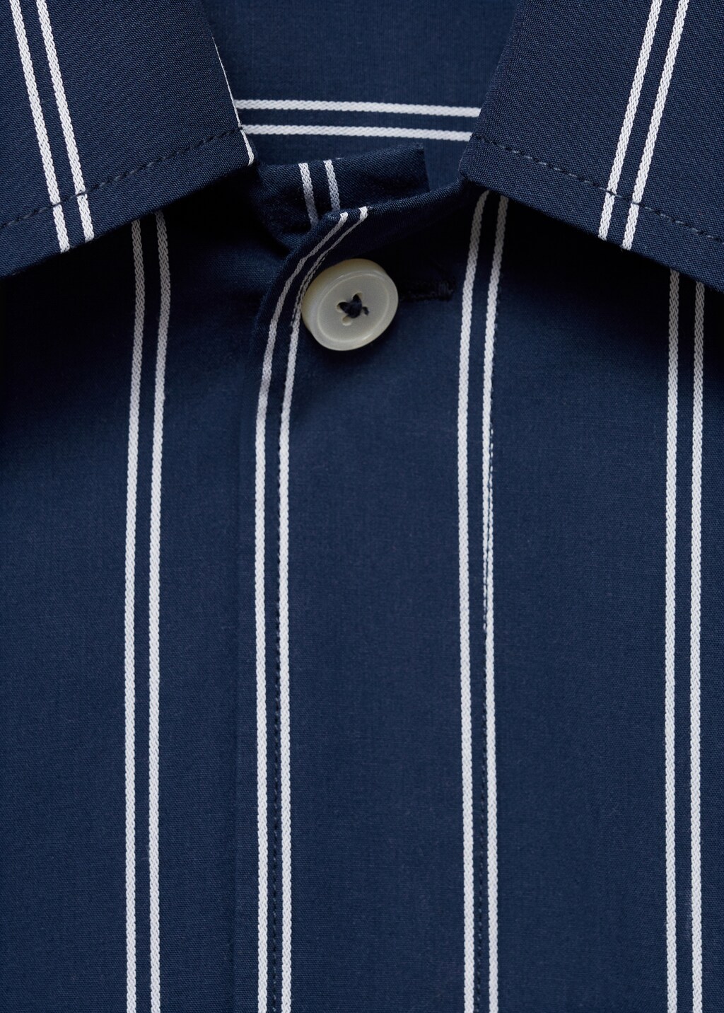 Regular-fit striped 100% cotton shirt - Dark Navy
