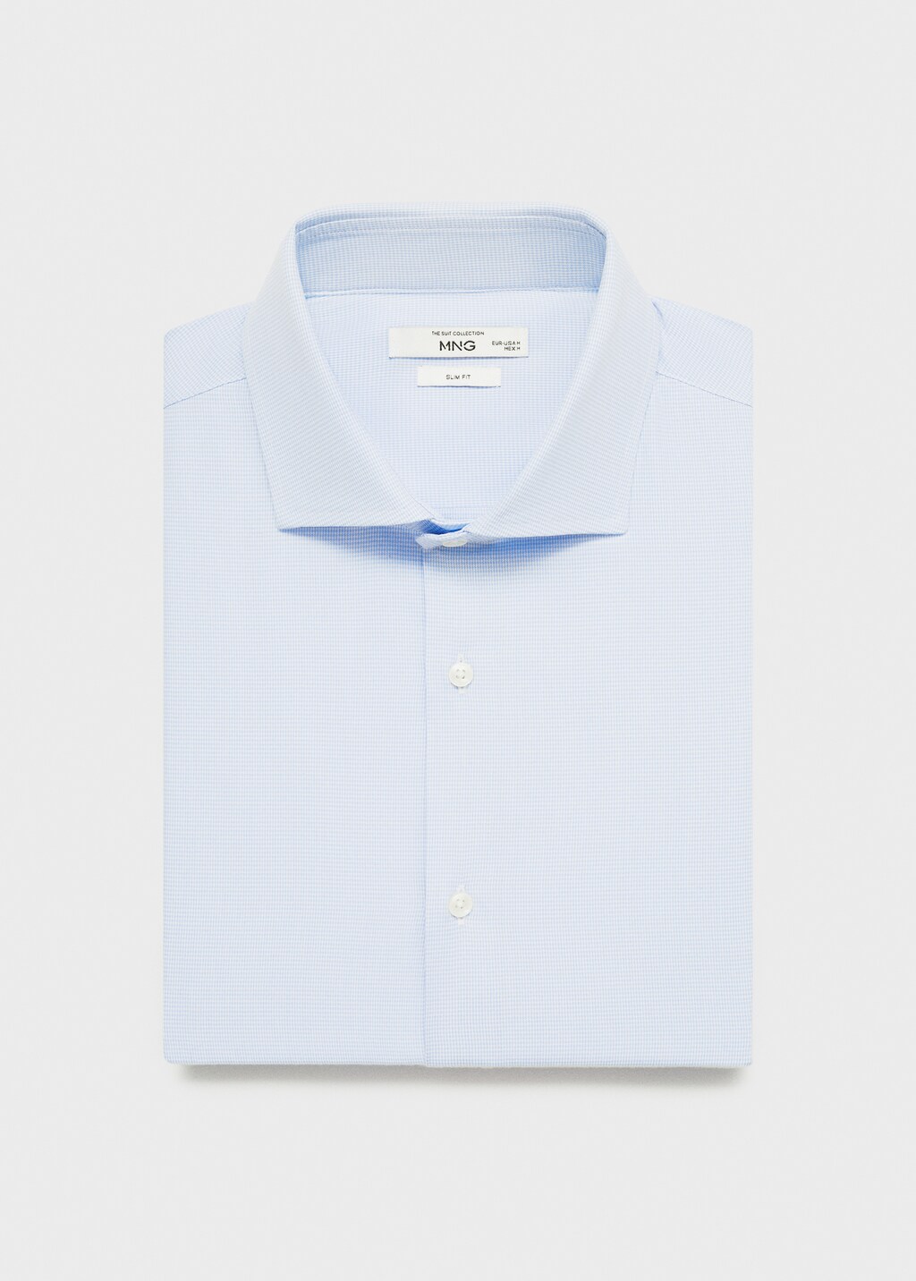 Slim-fit micro-print twill suit shirt - Sky Blue