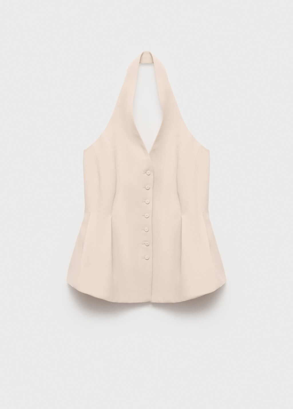 Halter-neck waistcoat with pleats - Nude