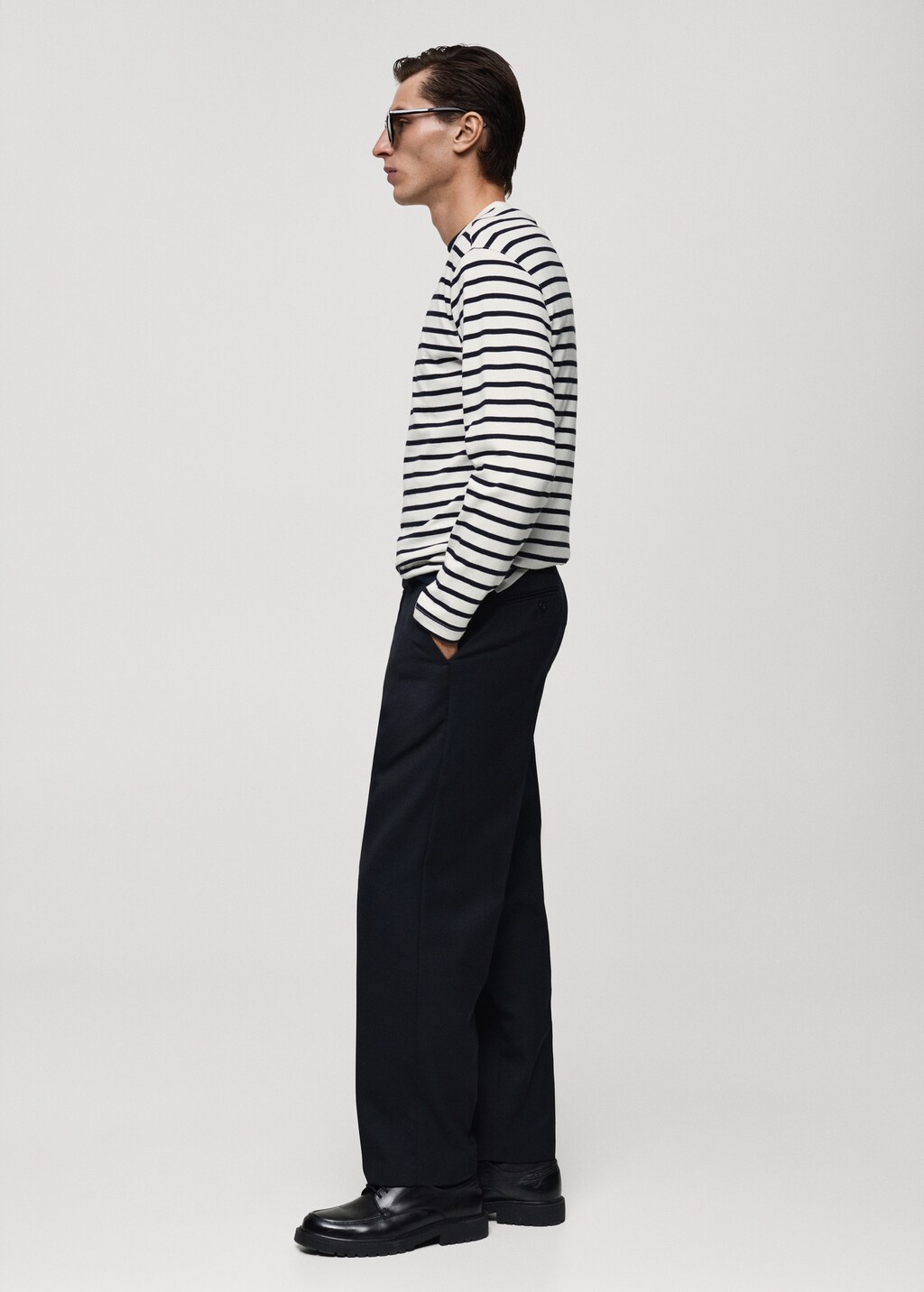 Striped 100% cotton t-shirt - Burgundy