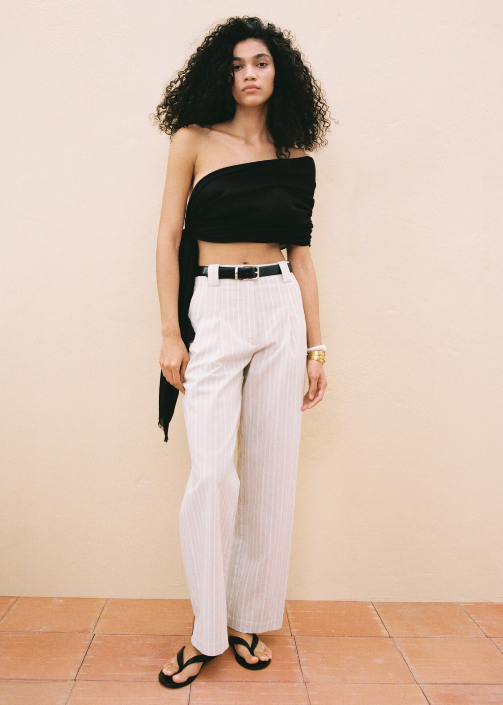 Straight striped trousers - Beige