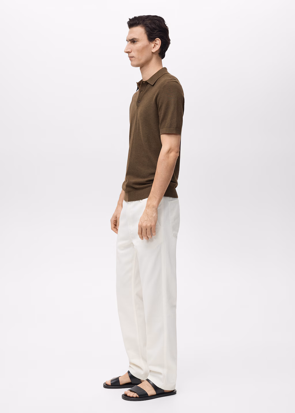 Structured knitted slim-fit polo shirt - Sky Blue