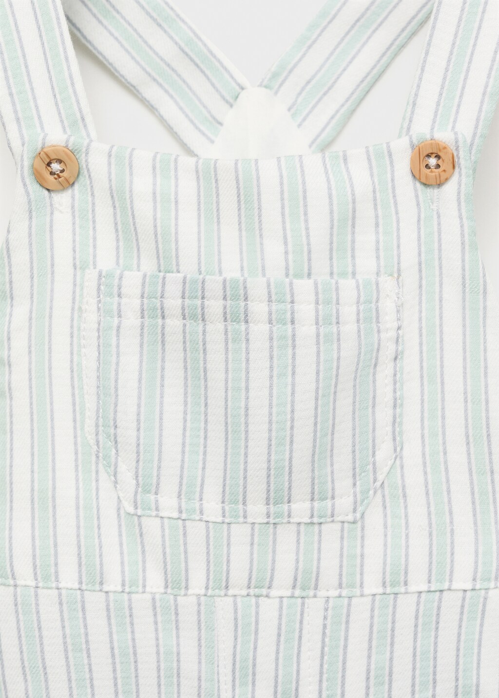 Striped cotton dungarees - Pastel Green